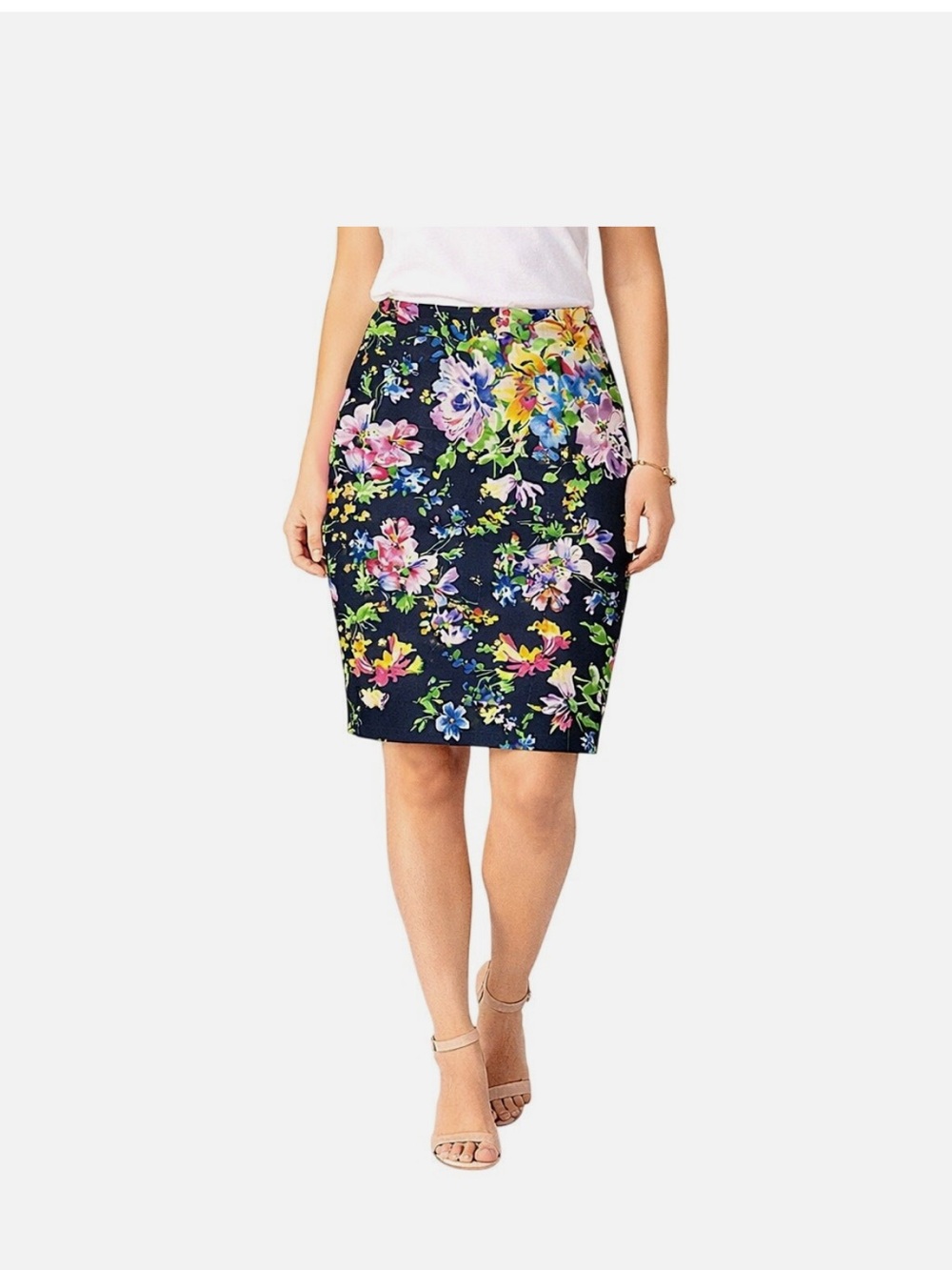Lauren Ralph Lauren Floral Pencil Skirt - Navy Multicolor